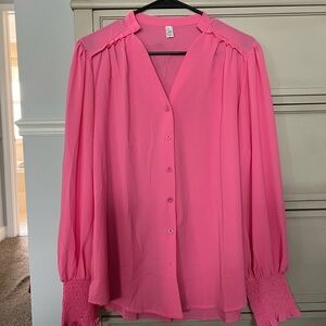 Women's Pink Button-Up Blouse